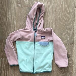 Patagonia Kids' Pink and Mint Fleece Hoodie